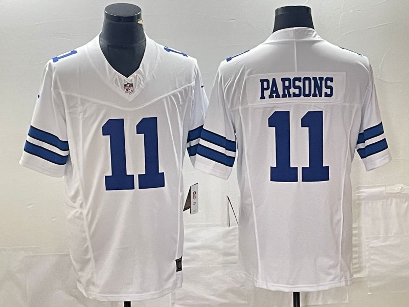 Men Dallas Cowboys 11 Parsons White Nike Vapor Limited NFL Jersey